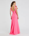 Sleeveless V Neck Bow Detail Mermaid Gown - Royal Blue