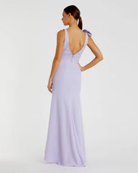 Mac Duggal #49454 lilac sleeveless v neck bow detail mermaid gown