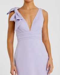 Mac Duggal #49454 lilac sleeveless v neck bow detail mermaid gown