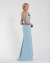 Sleeveless V Neck Bow Detail Mermaid Gown - Royal Blue