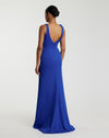 Sleeveless V Neck Bow Detail Mermaid Gown - Royal Blue
