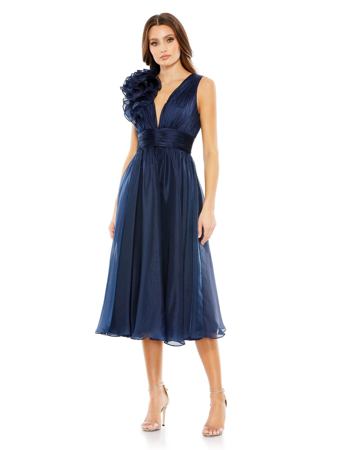 Sleeveless Chiffon Midi Dress - Rose