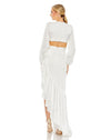 Cut out asymmetric ruffle gown - Pistachio
