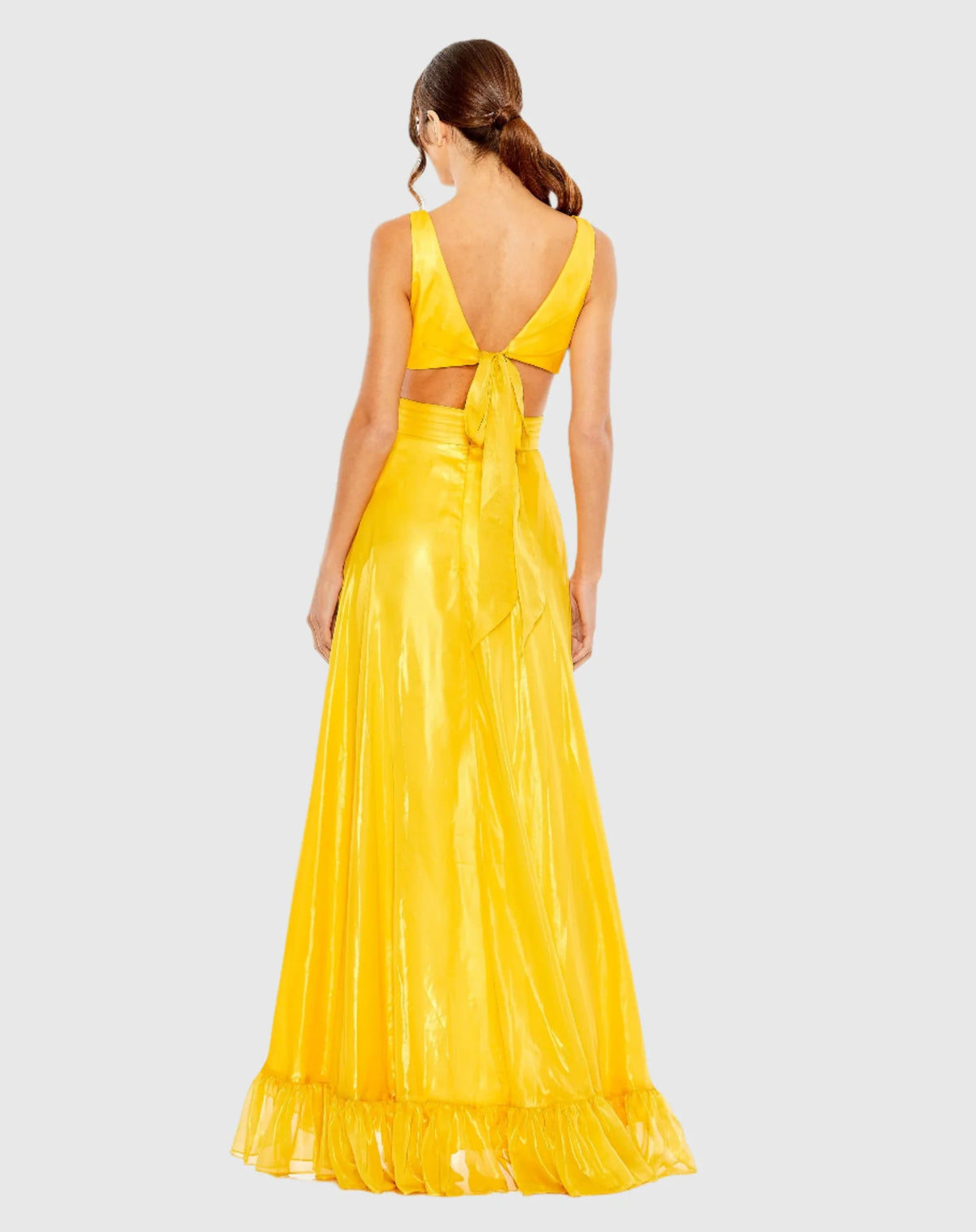 Cut Out High Low Ruffle Gown - Rose Gold