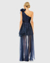 One Shoulder Ruffle Hi-Lo Gown -Black