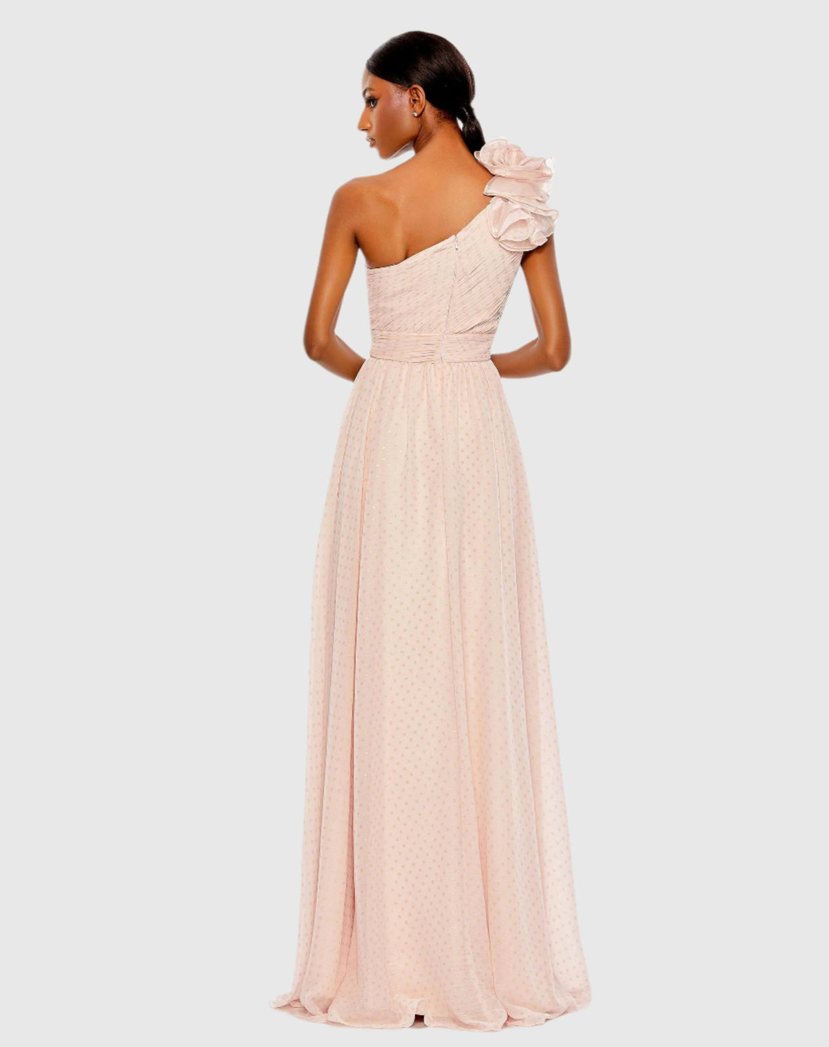 Polka Dot Ruffled One Shoulder Gown - Lilac