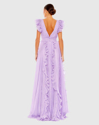Pleated Ruffle Cap Sleeve Dress - Marigold