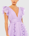 Pleated Ruffle Cap Sleeve Dress - Marigold