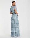 Flutter Sleeve Ruffle Tiered Gown - Petal Pink