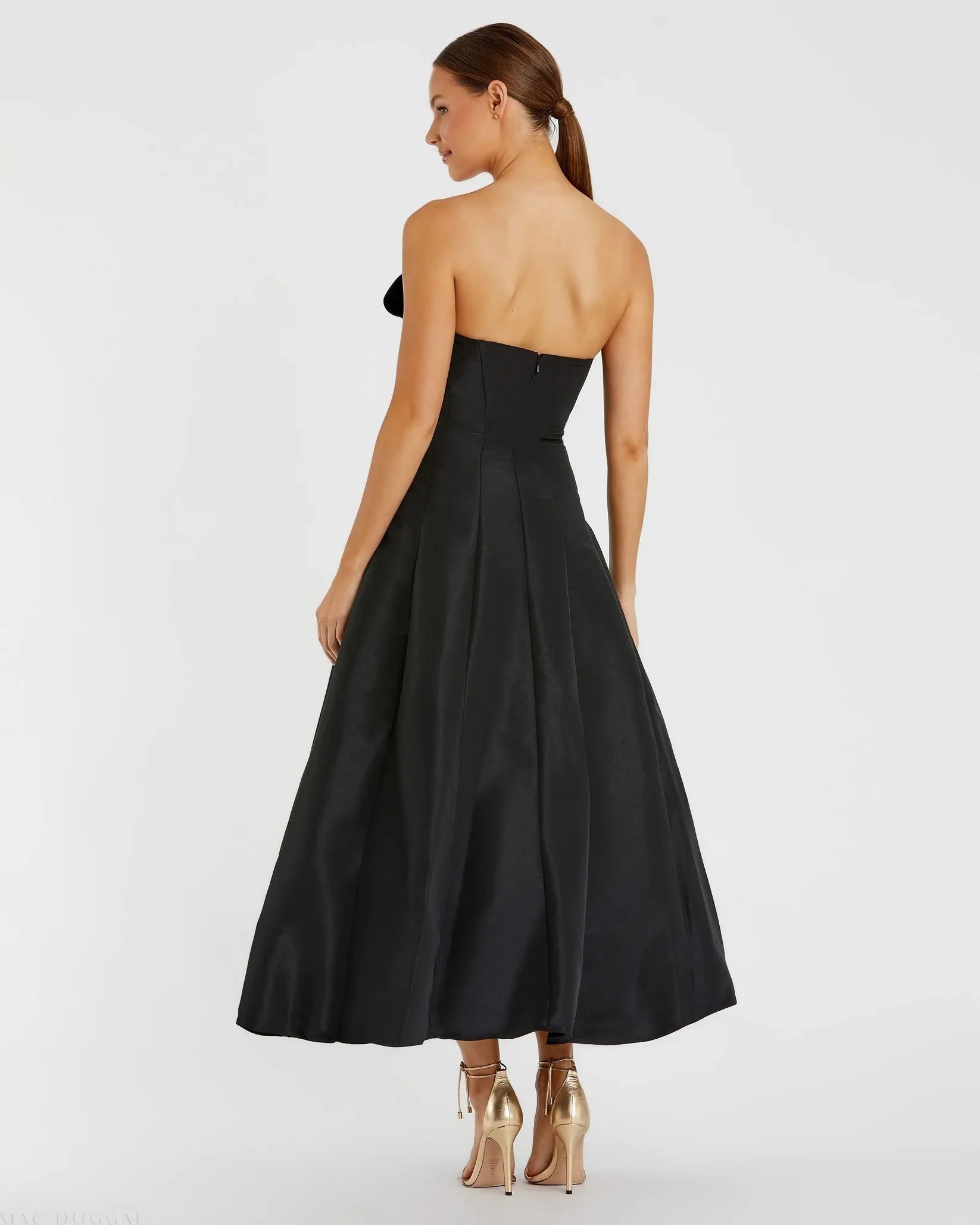 Mac Duggal 49605 Black strapless ballgown with bow detail - back