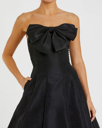Mac Duggal 49605 Black strapless ballgown with bow detail - detail