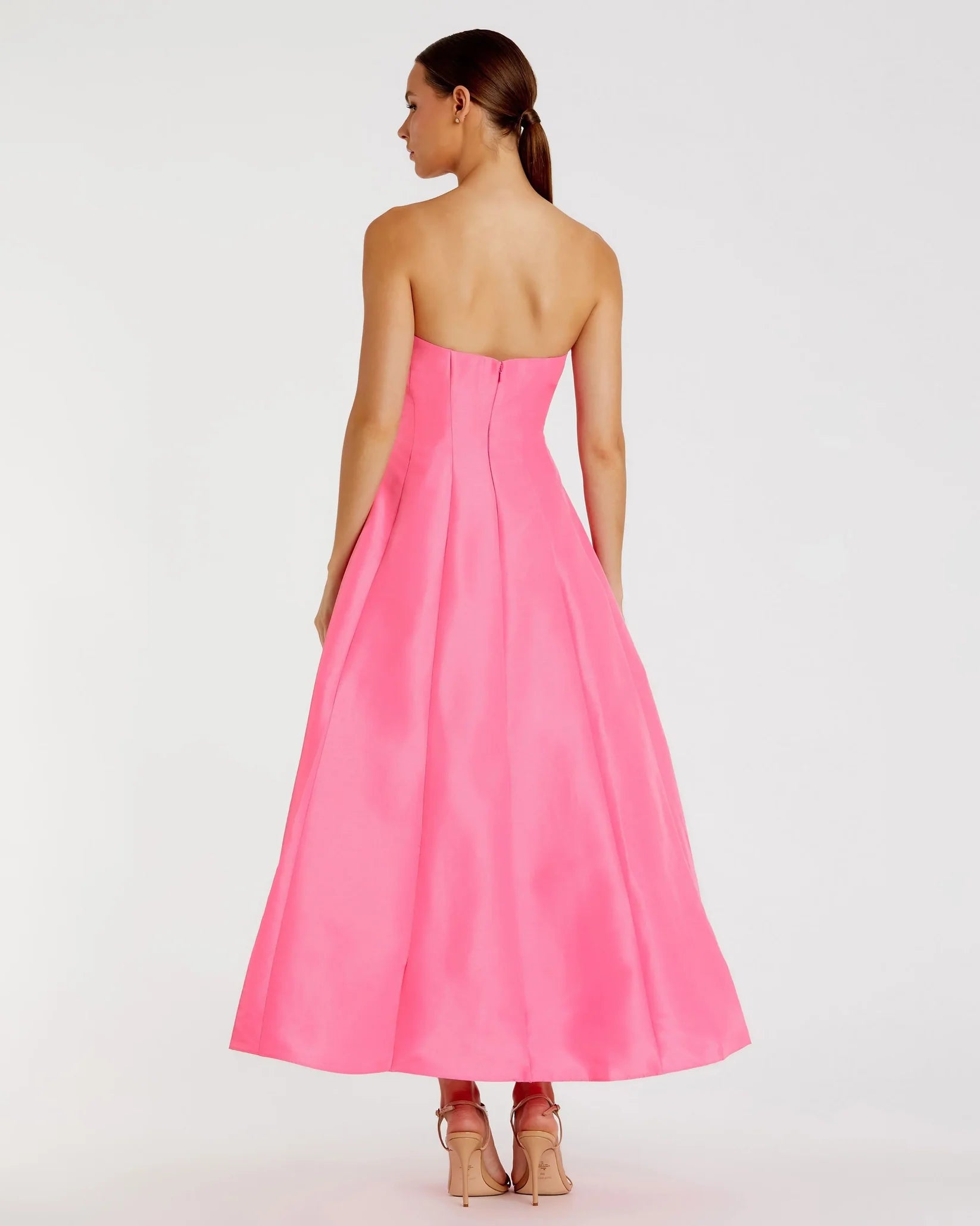 Mac Duggal 49605 Candy Pink strapless ballgown with bow detail - back