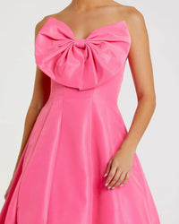 Mac Duggal 49605 Candy Pink strapless ballgown with bow detail - detail