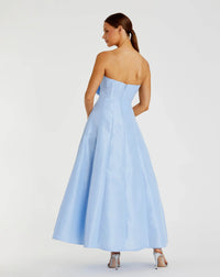 Mac Duggal 49605 French Blue strapless ballgown with bow detail - back