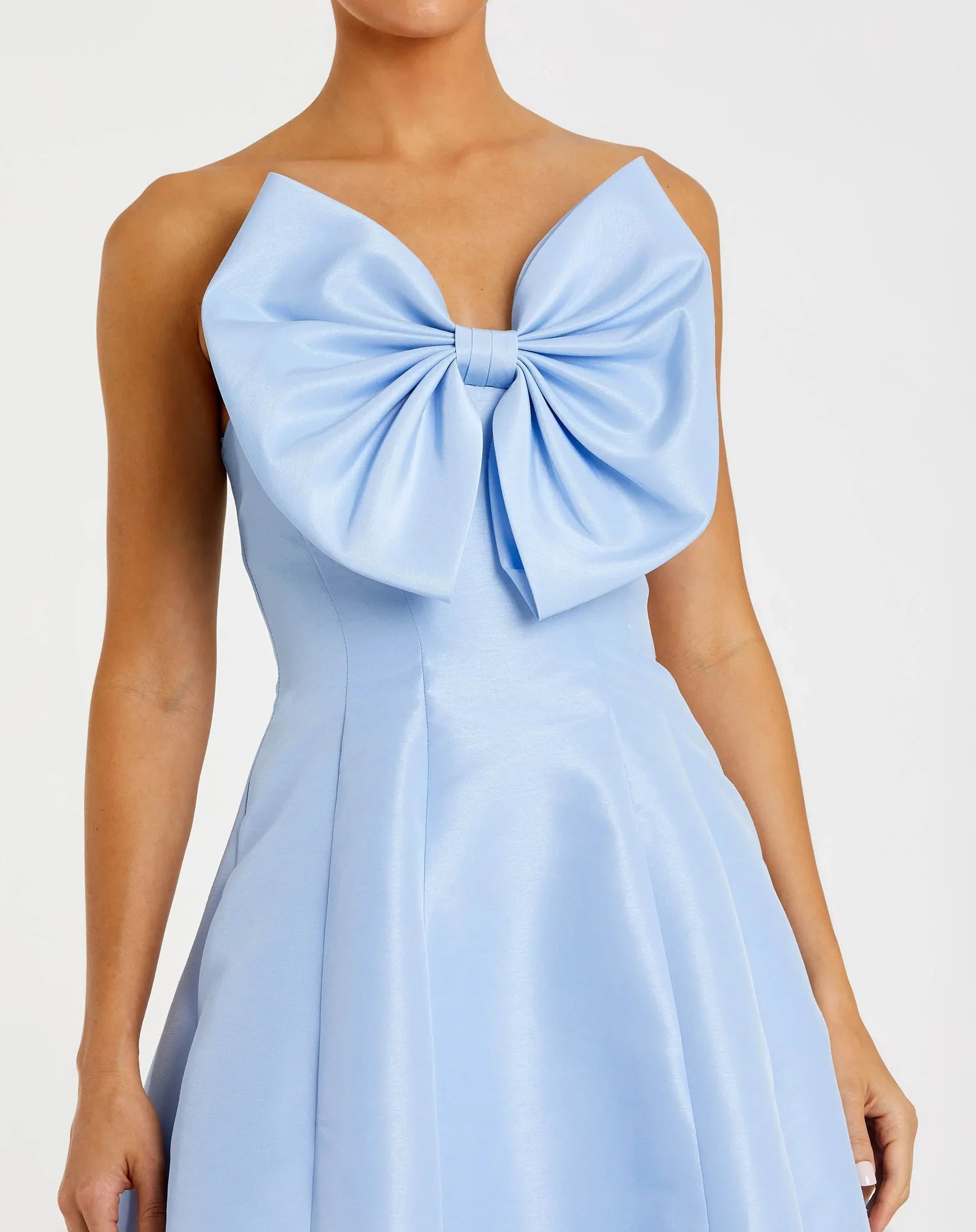 Mac Duggal 49605 French Blue strapless ballgown with bow detail - detail
