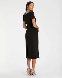 Mac Duggal 49606 Black rhinestone neckline column dress - back