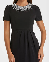 Mac Duggal 49606 Black rhinestone neckline column dress - detail
