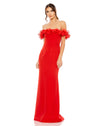 Mac Duggal #49643 Strapless Ruffle Detail Column Gown - Red