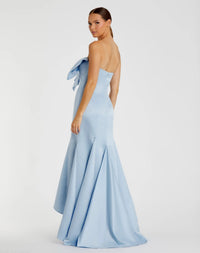 Mac Duggal 49701 Powder Blue strapless bow mermaid gown - Back view
