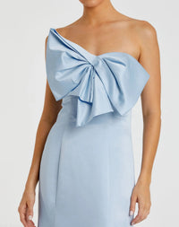 Mac Duggal 49701 Powder Blue strapless bow mermaid gown - Close up detail