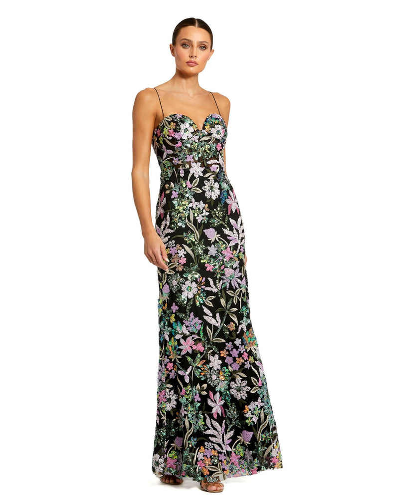 Mac Duggal, Floral Embroidered Sweetheart Gown - Black, Style #49827