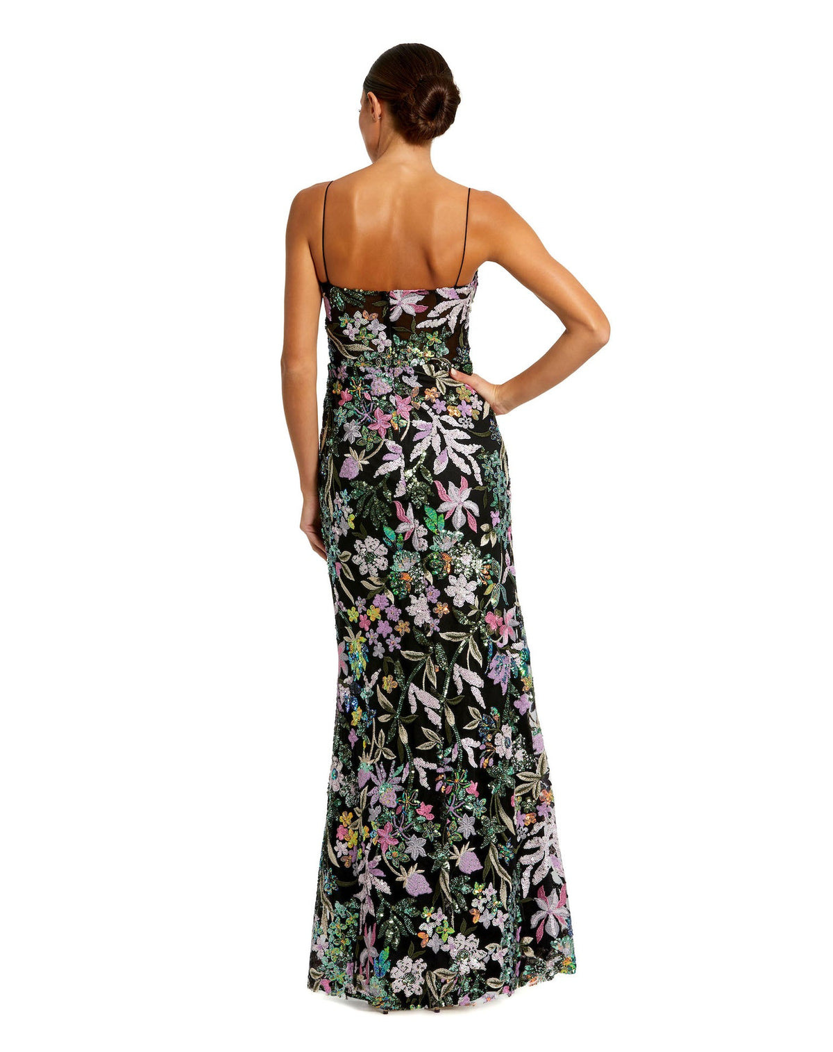 Mac Duggal, Floral Embroidered Sweetheart Gown - Black, Style #49827 back view