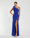 Mac Duggal Royal Blue Crepe One Shoulder Fitted Evening Gown With Bow Style #49862