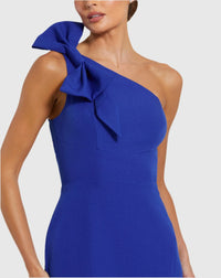 Crepe One Shoulder Gown - Blue