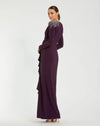 Long Sleeve Gown with Rhinestones - Amethyst