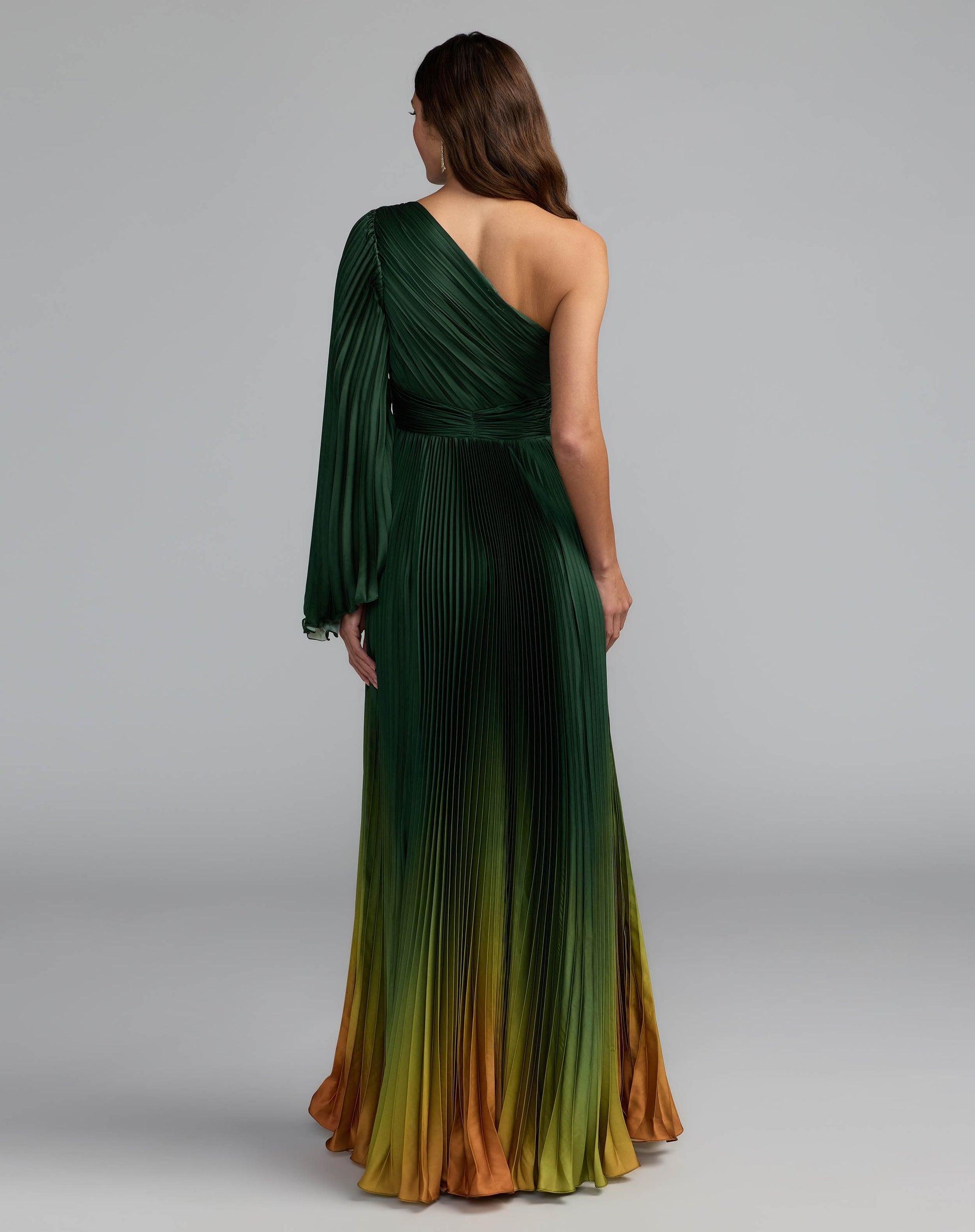 Mac Duggal #49903 green ombre gown back view
