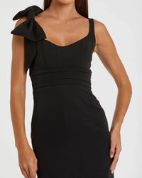 Mac Duggal Black Scoop Neck Trumpet Gown with Bow Detail #49964