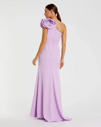 Mac Duggal Lilac Crepe One Shoulder Gown With 3D Flower #49966