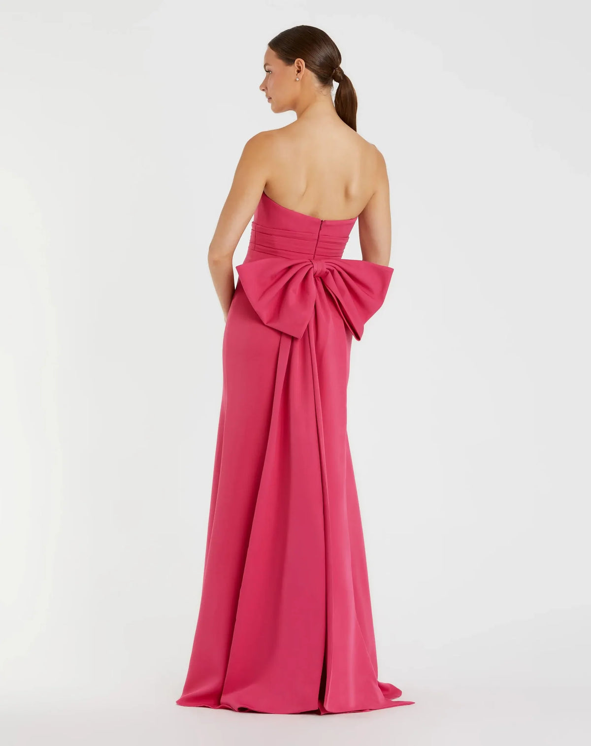 Mac Duggal Pink Strapless Gown With Oversized Bow #49967 Hot Pink