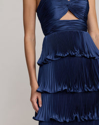 Mac Duggal #49981 navy gown ruffle skirt detail