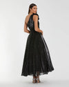 Mac Duggal Black Pearl Embellished One Shoulder Organza Midi Dress #50078