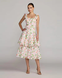 Floral Lace Tiered Midi Dress
