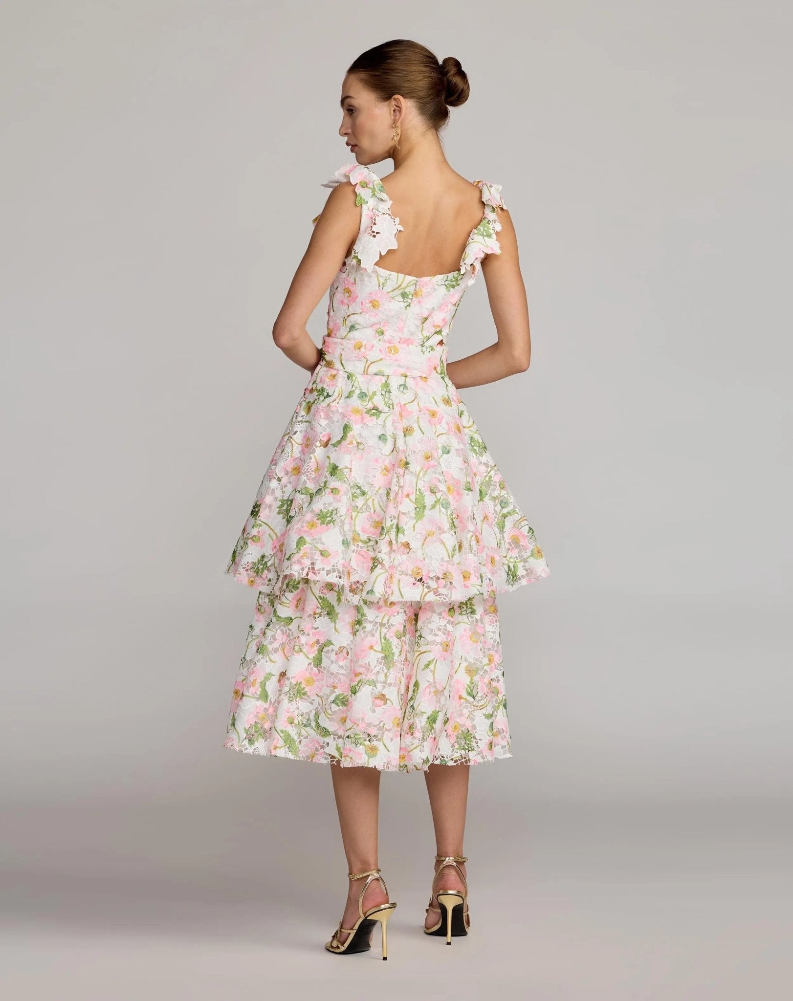 Floral Lace Tiered Midi Dress