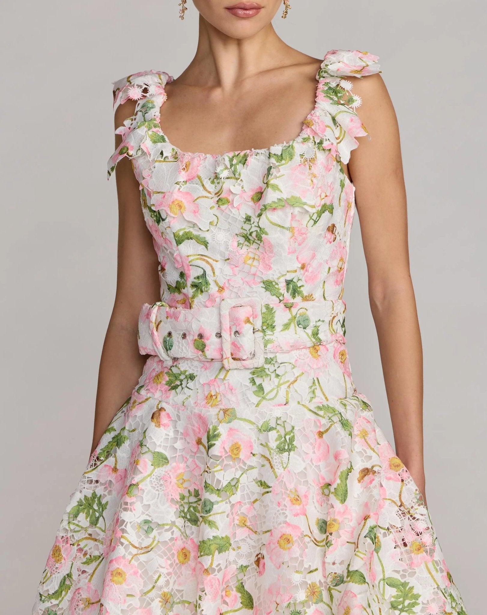 Floral Lace Tiered Midi Dress