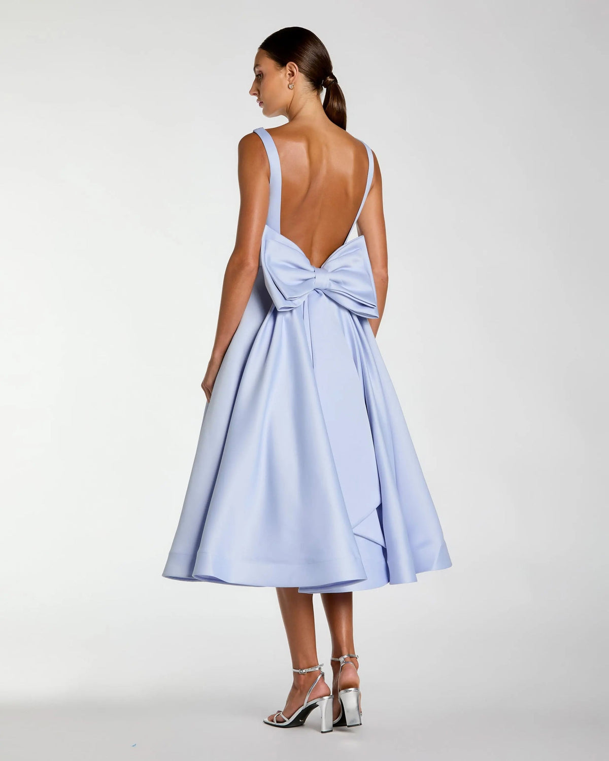 Mac Duggal Purple Bow Back A Line Midi Dress #50127 Periwinkle 