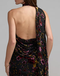 Mac Duggal #50174 floral burnout velvet fabric close-up