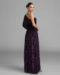 Mac Duggal #50179 amethyst one shoulder gown back view