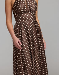 Mac Duggal #50210 polka dot charmeuse detail