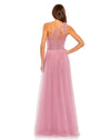 Asymmetric one shoulder embellished high-low gown - Rose