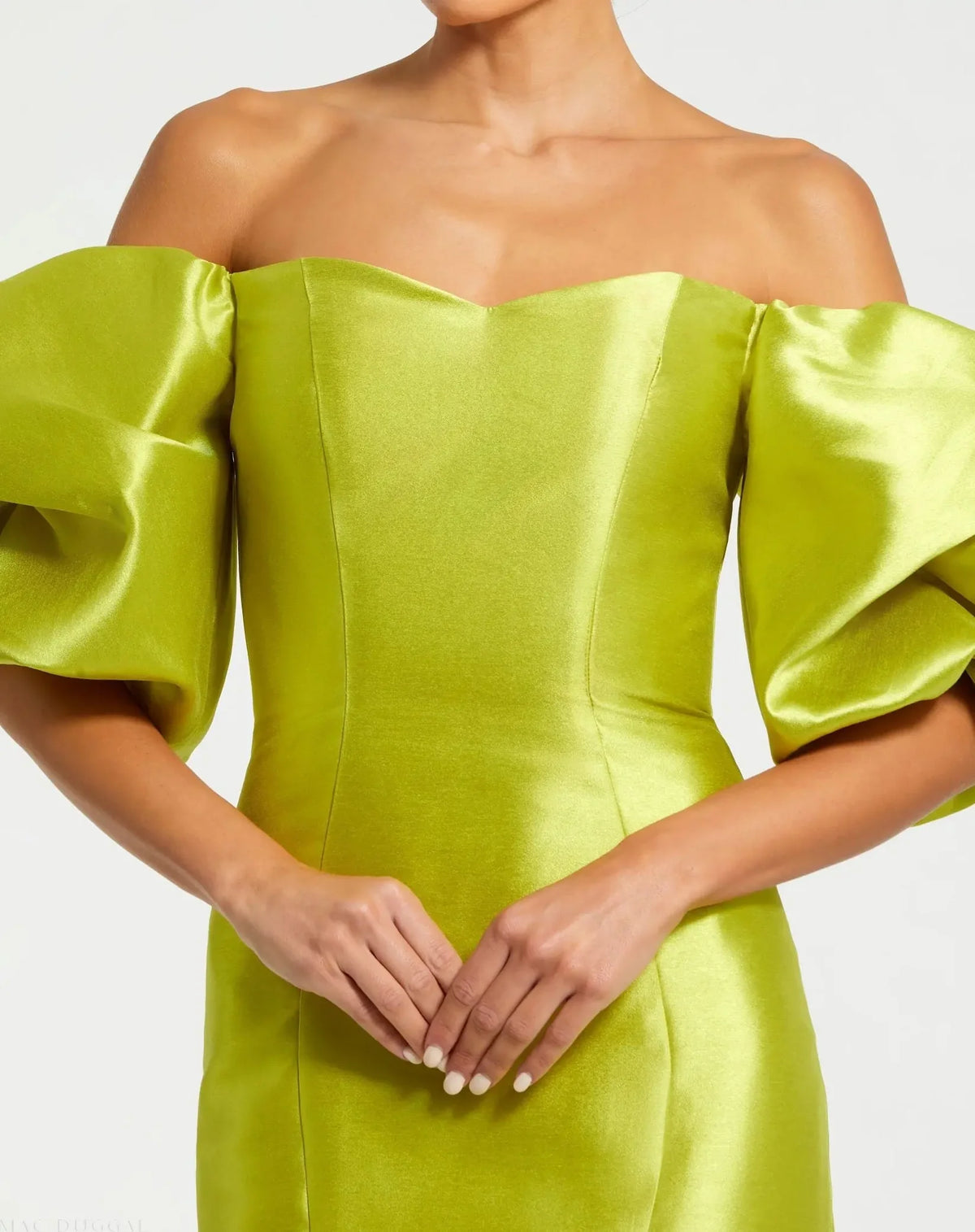Mac Duggal Sweetheart Off The Shoulder Puff Sleeve Gown Chartreuse #50677