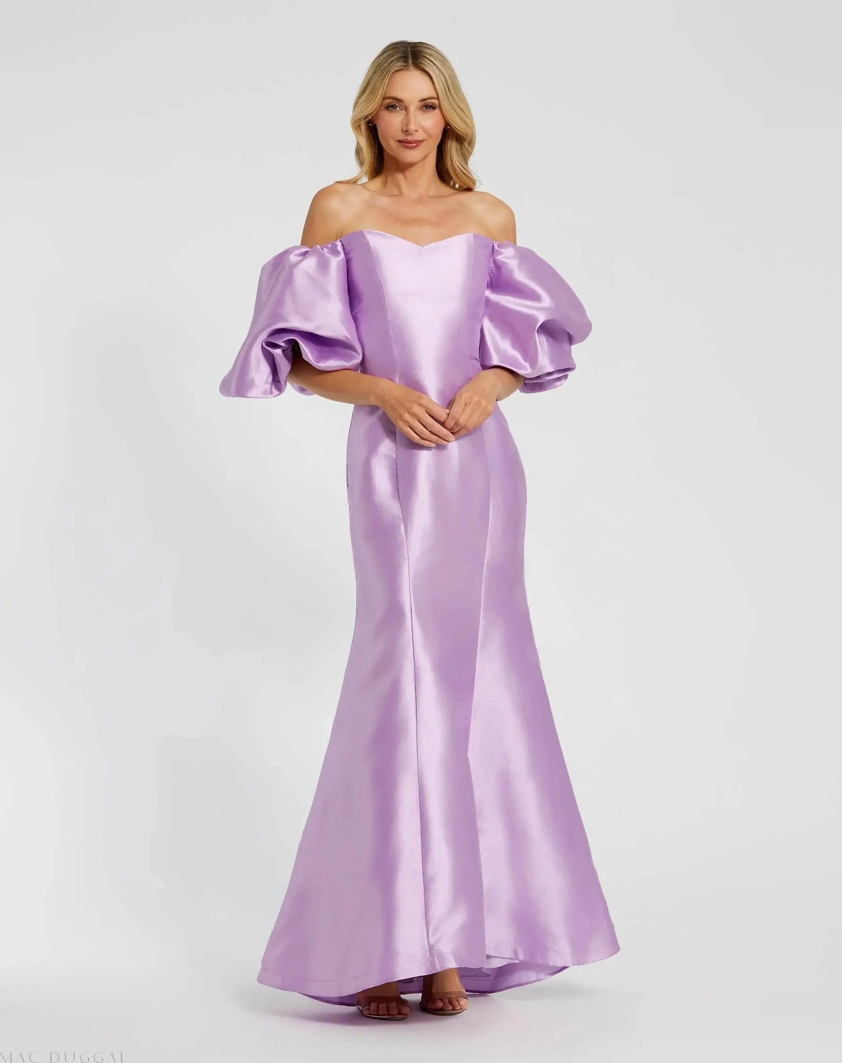Mac Duggal Sweetheart Off The Shoulder Puff Sleeve Gown Lilac #50677