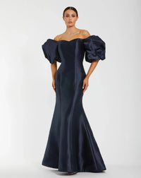 Mac Duggal Sweetheart Off The Shoulder Puff Sleeve Gown Midnight #50677
