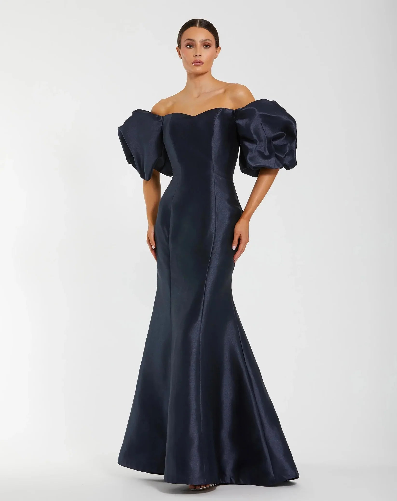 Mac Duggal Sweetheart Off The Shoulder Puff Sleeve Gown Midnight #50677