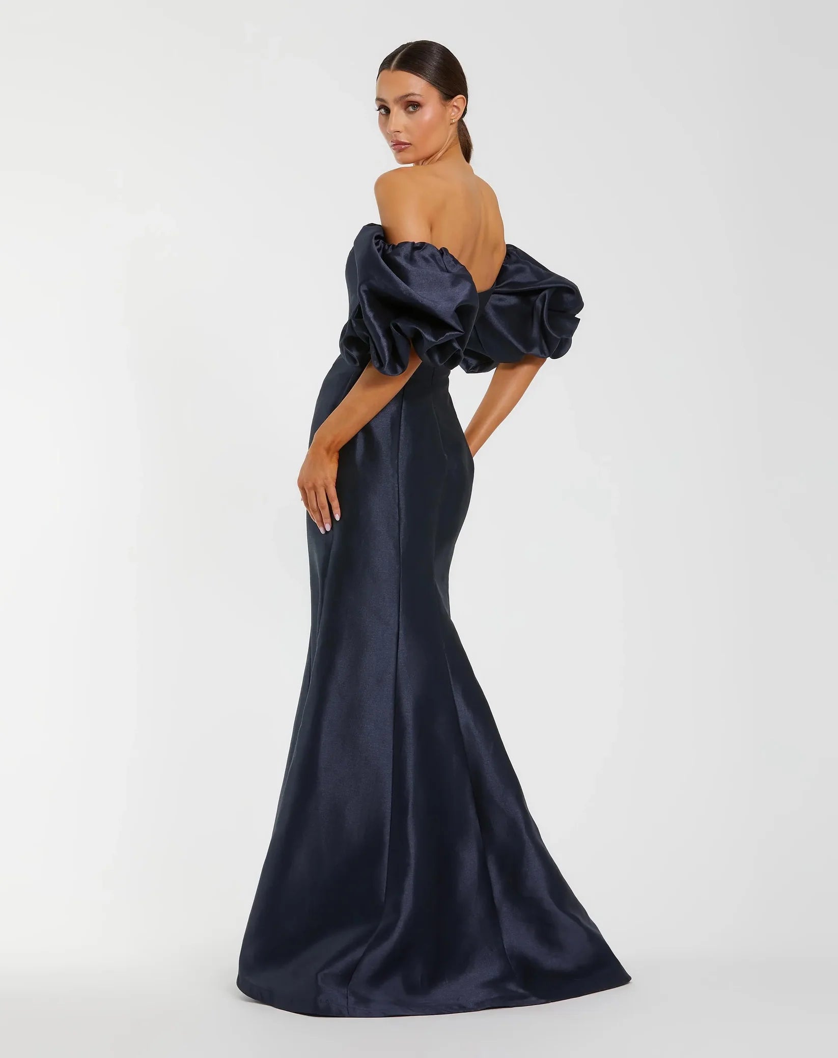 Mac Duggal Sweetheart Off The Shoulder Puff Sleeve Gown Midnight #50677