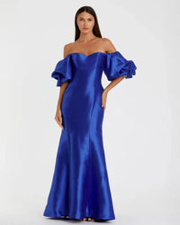 Mac Duggal Sweetheart Off The Shoulder Puff Sleeve Gown Royal Blue #50677
