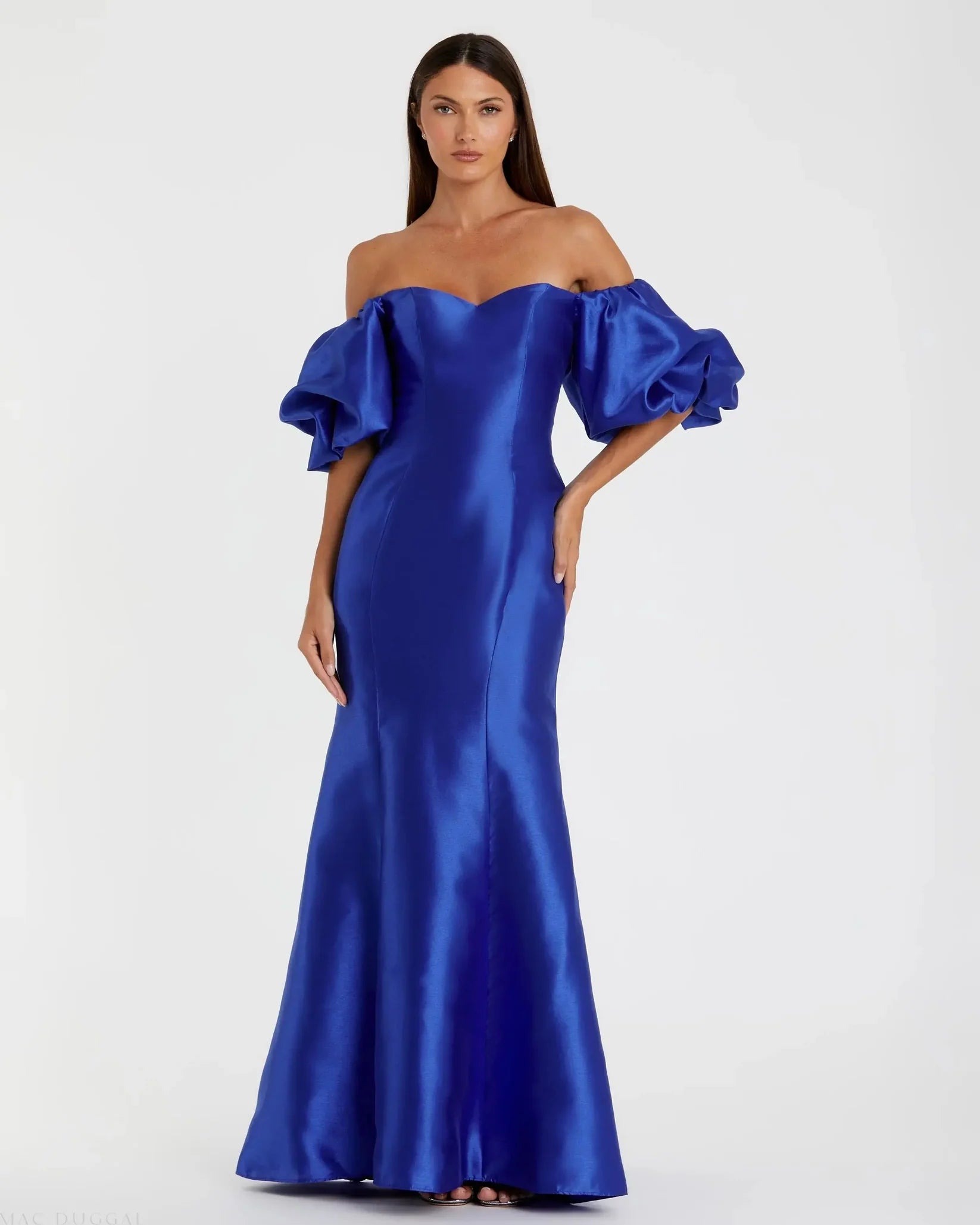 Mac Duggal Sweetheart Off The Shoulder Puff Sleeve Gown Royal Blue #50677